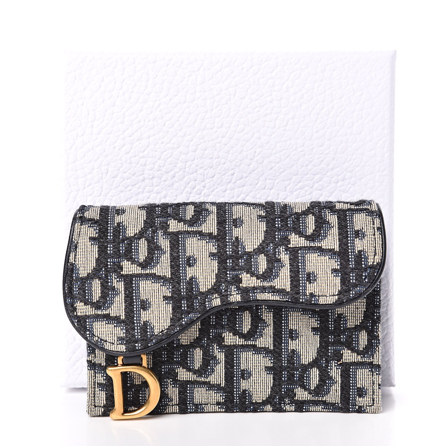 Christian Dior Oblique Saddle Card Holder Blue 8 of 8