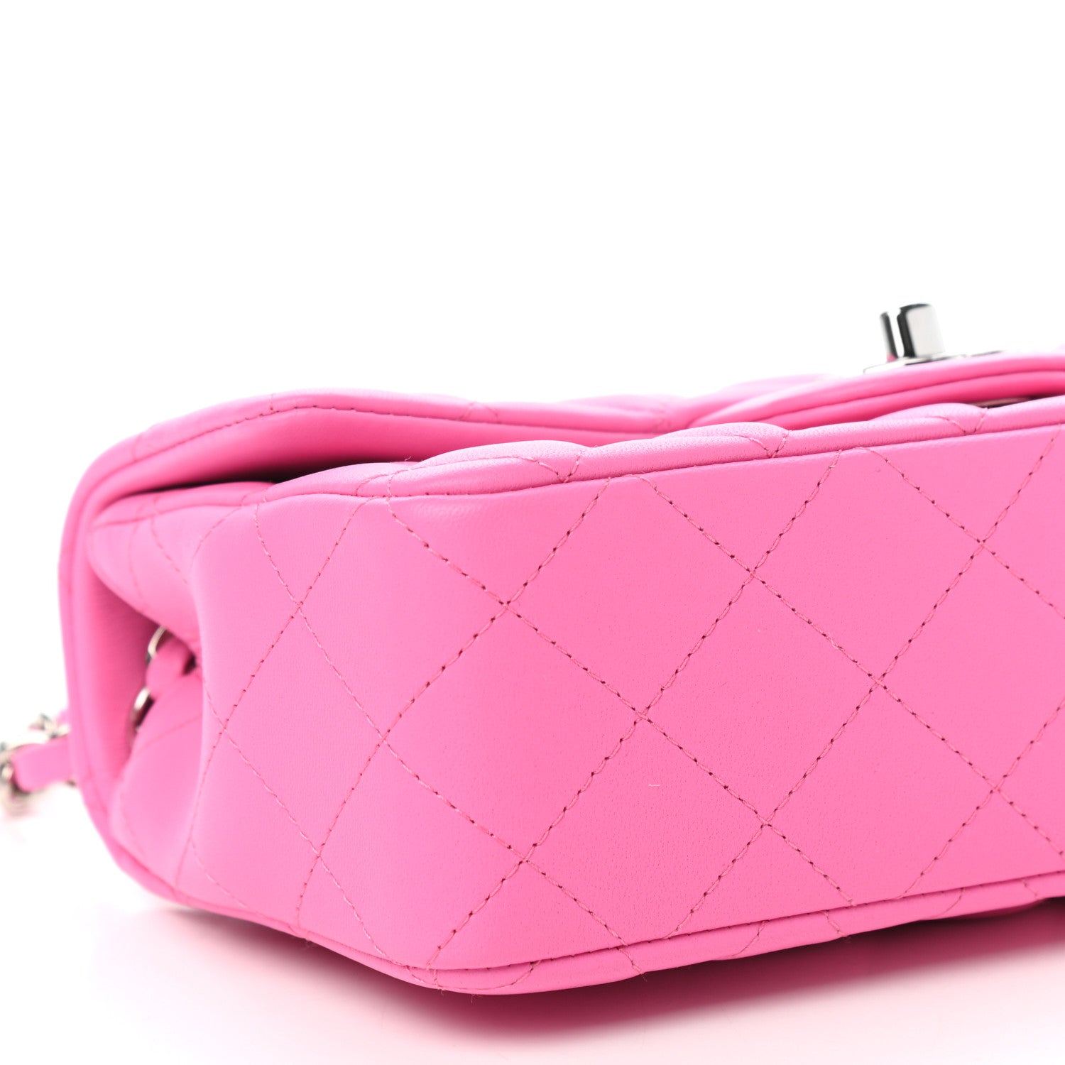 Chanel Lambskin Quilted Mini Rectangular Flap Neon Pink 8 of 11