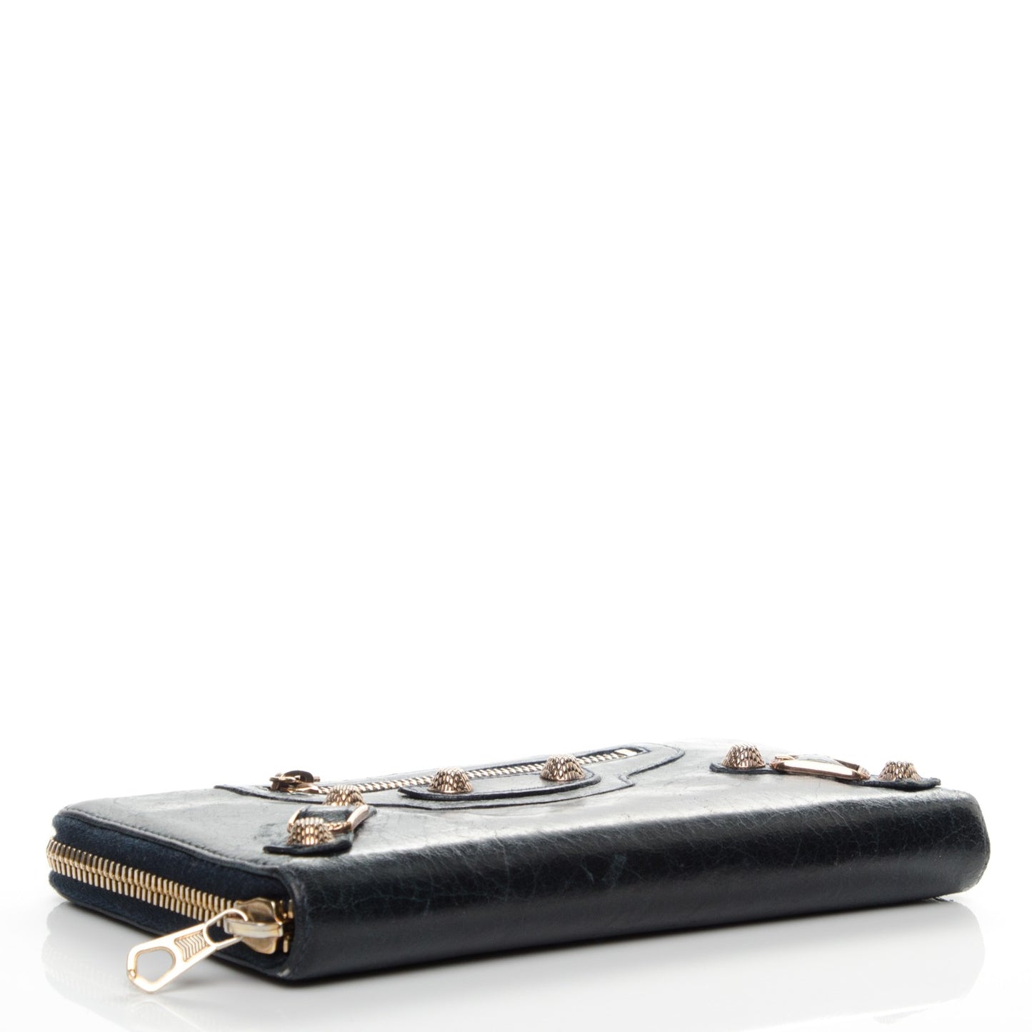 Agneau Giant 12 Rose Gold Hardware Continental Zip Around Wallet Dark Night