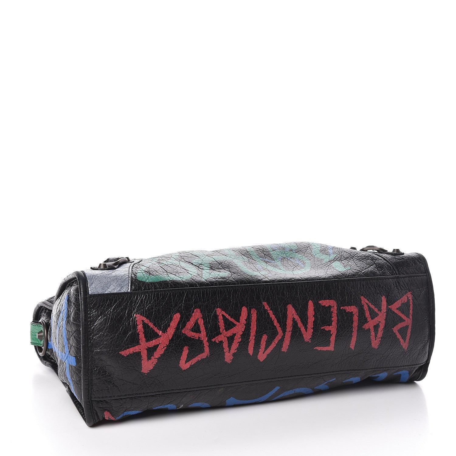 Balenciaga Agneau Graffiti All Over Classic Hardware City Black Vert Rouge 4 of 10