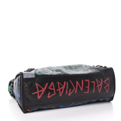 Balenciaga Agneau Graffiti All Over Classic Hardware City Black Vert Rouge 4 of 10
