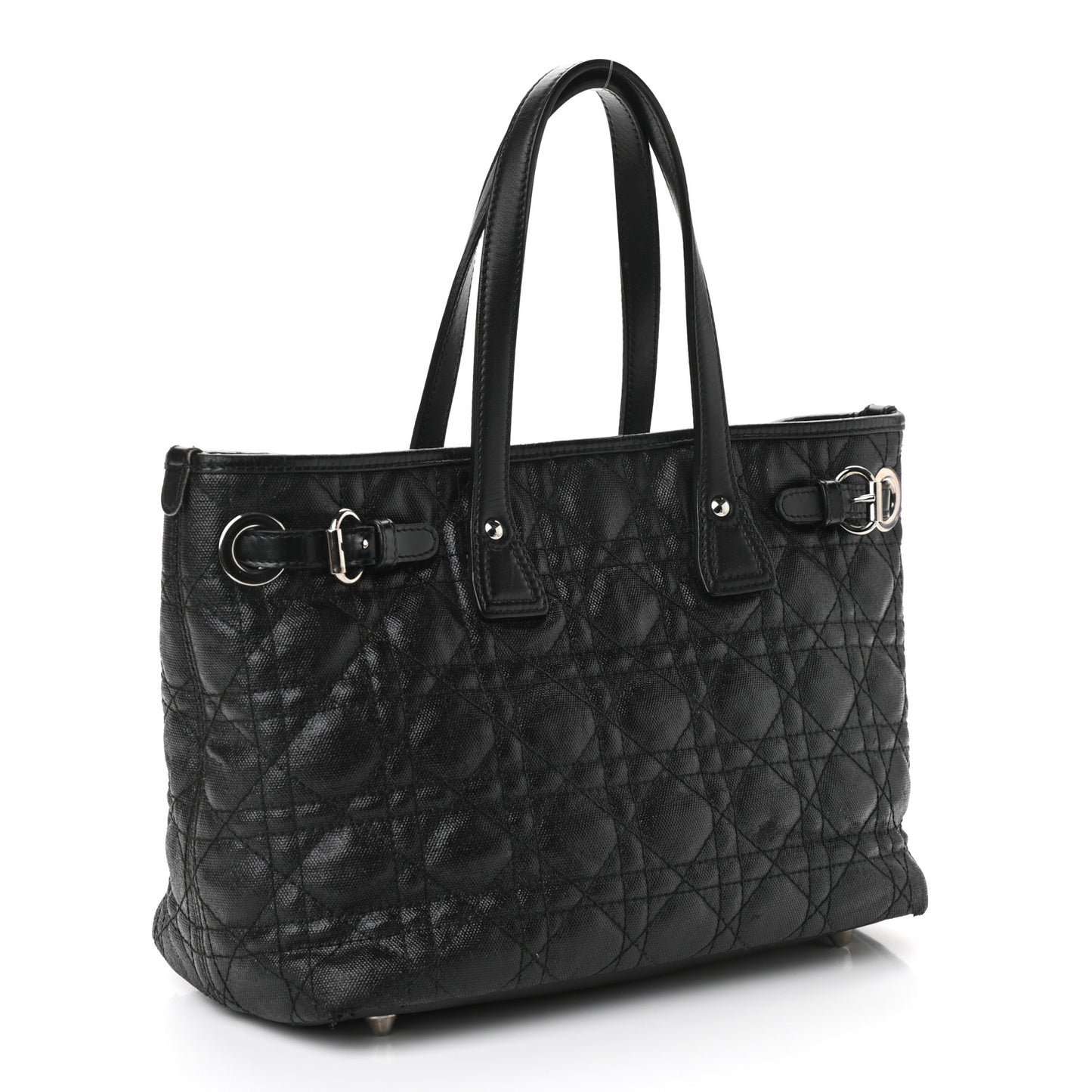 Coated Canvas Cannage Mini Panarea Tote Black