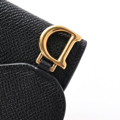 Christian Dior Grained Calfskin Saddle Lotus Wallet Black 9 of 10