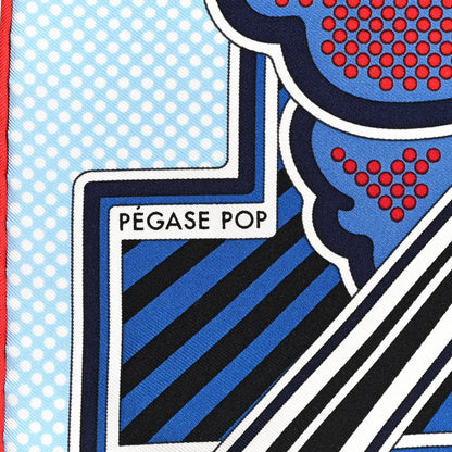 Hermes Silk Pegase Pop Pocket Square Ciel Rouge Bleu Moyen 3 of 7