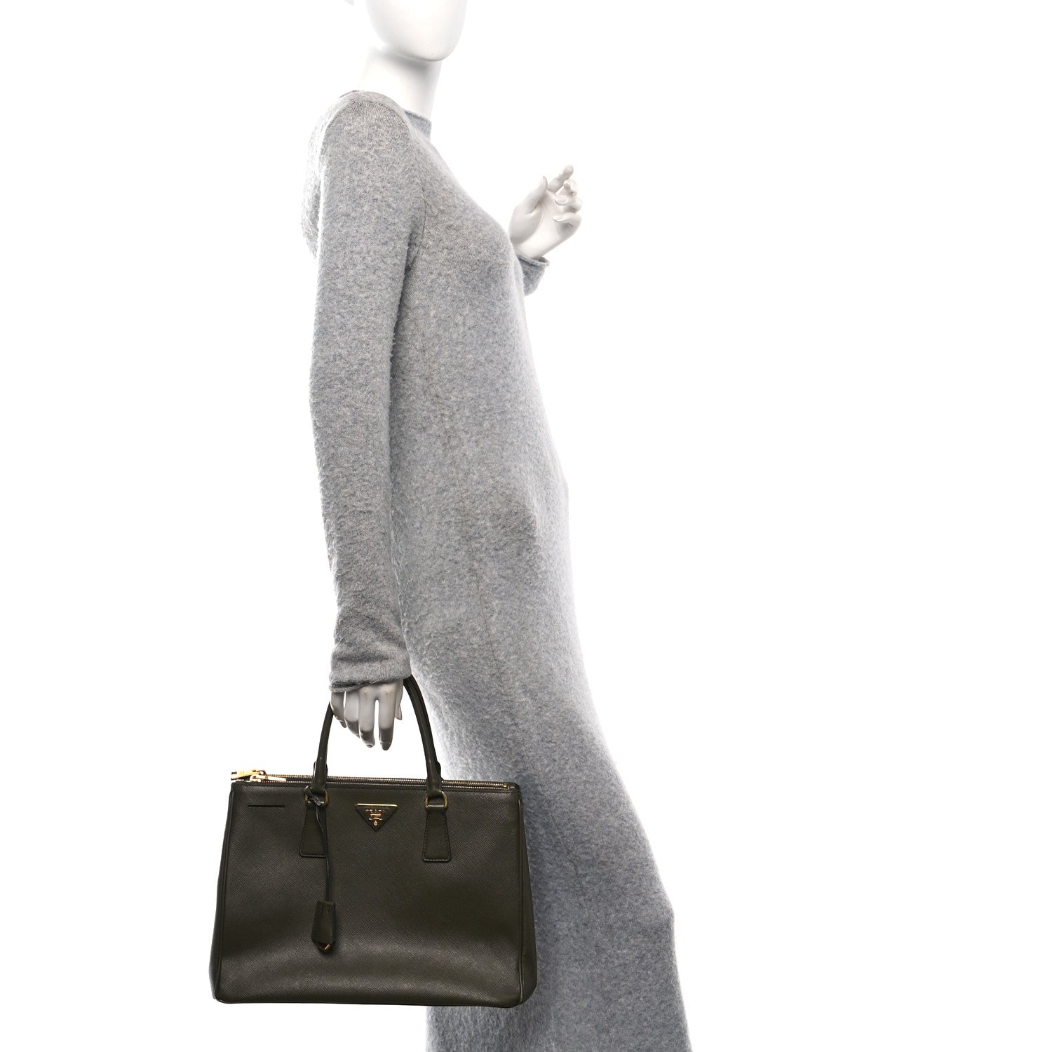 Prada Saffiano Medium Galleria Double Zip Tote Militare 2 of 9