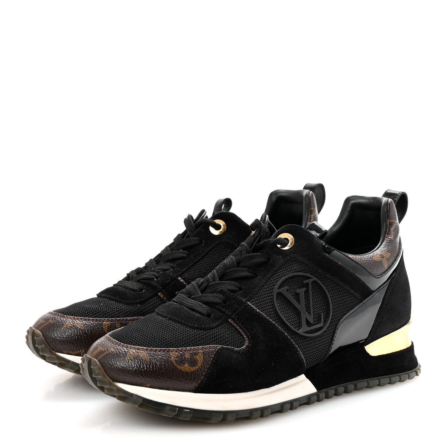 Louis Vuitton Suede Monogram Run Away Sneakers 38 Black 4 of 9
