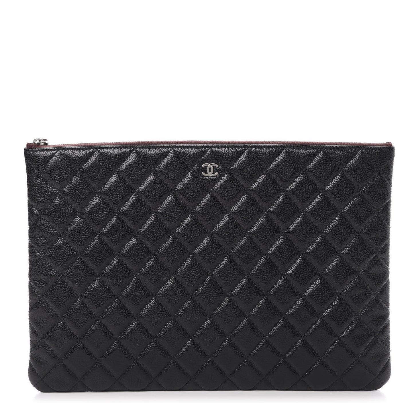 Caviar Quilted Large Cosmetic Case Black