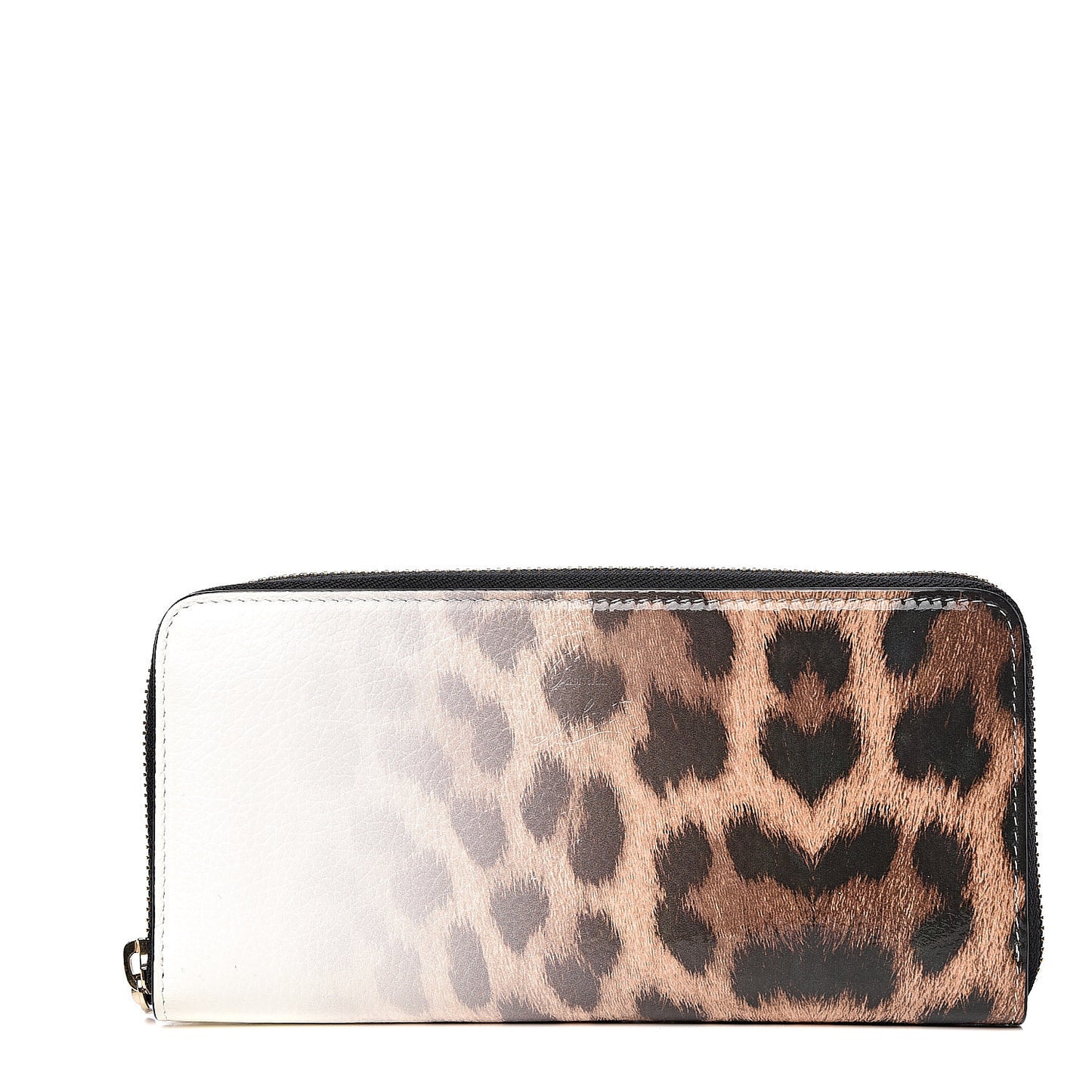 Calfskin Degrade Leopard Panettone Zip Wallet White