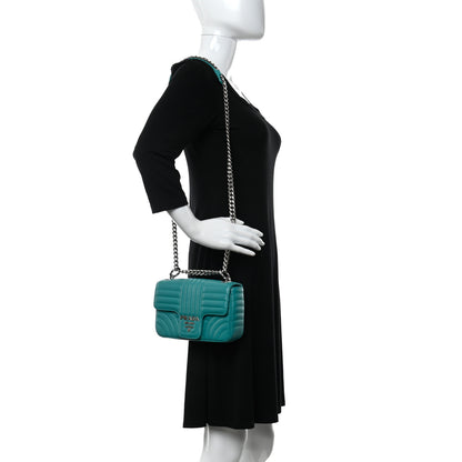 Prada Soft Calfskin Impunture Diagramme Small Chain Flap Shoulder Bag Giada 2 of 11