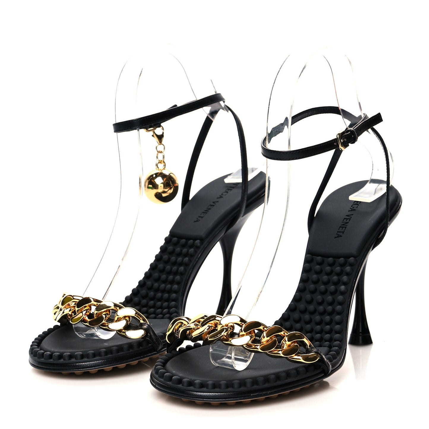 Lambskin Dot 90mm Sandals 38.5 Black