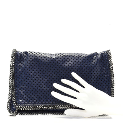 Stella McCartney Eco Alter Nappa Perforated Fold Over Clutch Navy 2 of 15