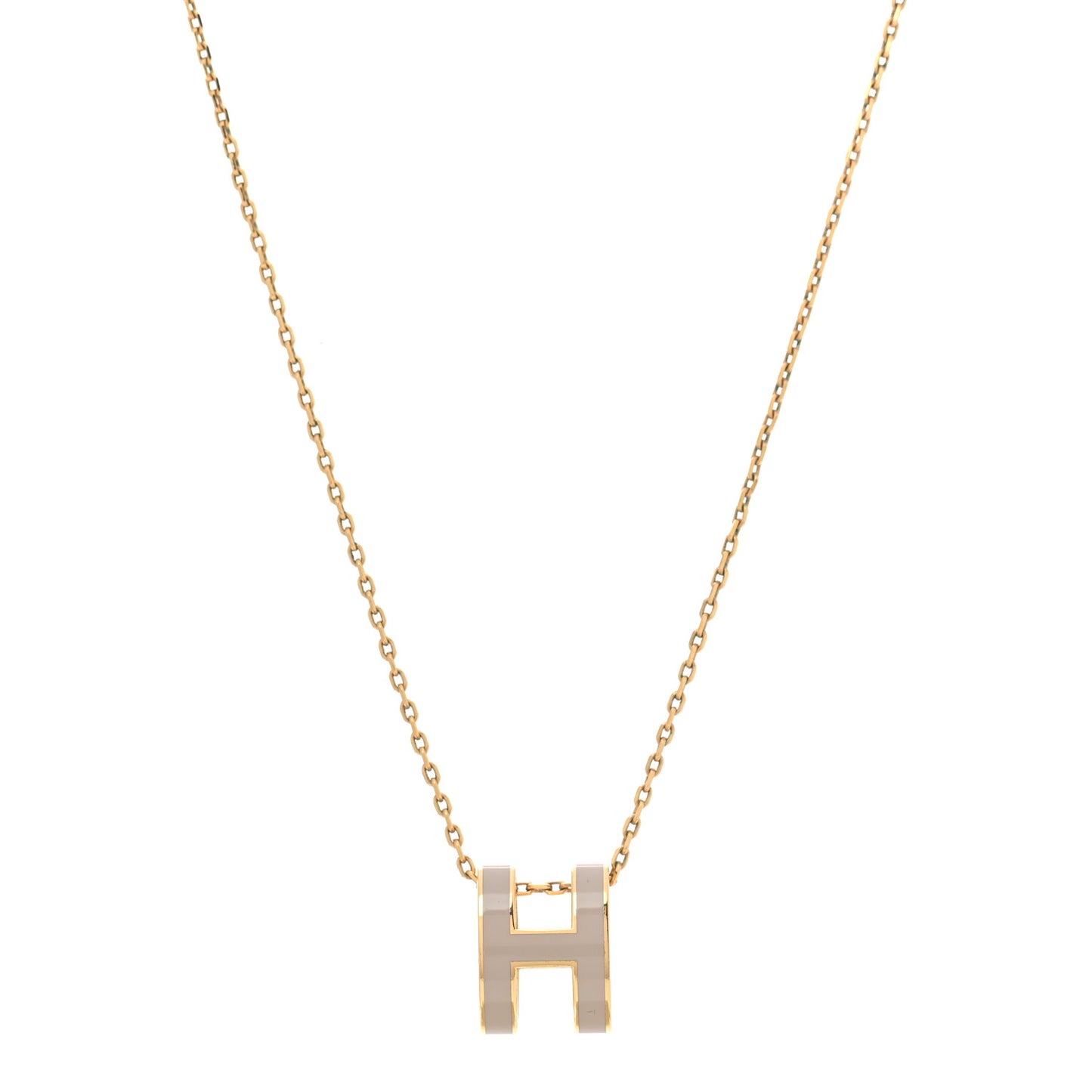 Lacquered Gold Pop H Pendant Necklace Marron Glace