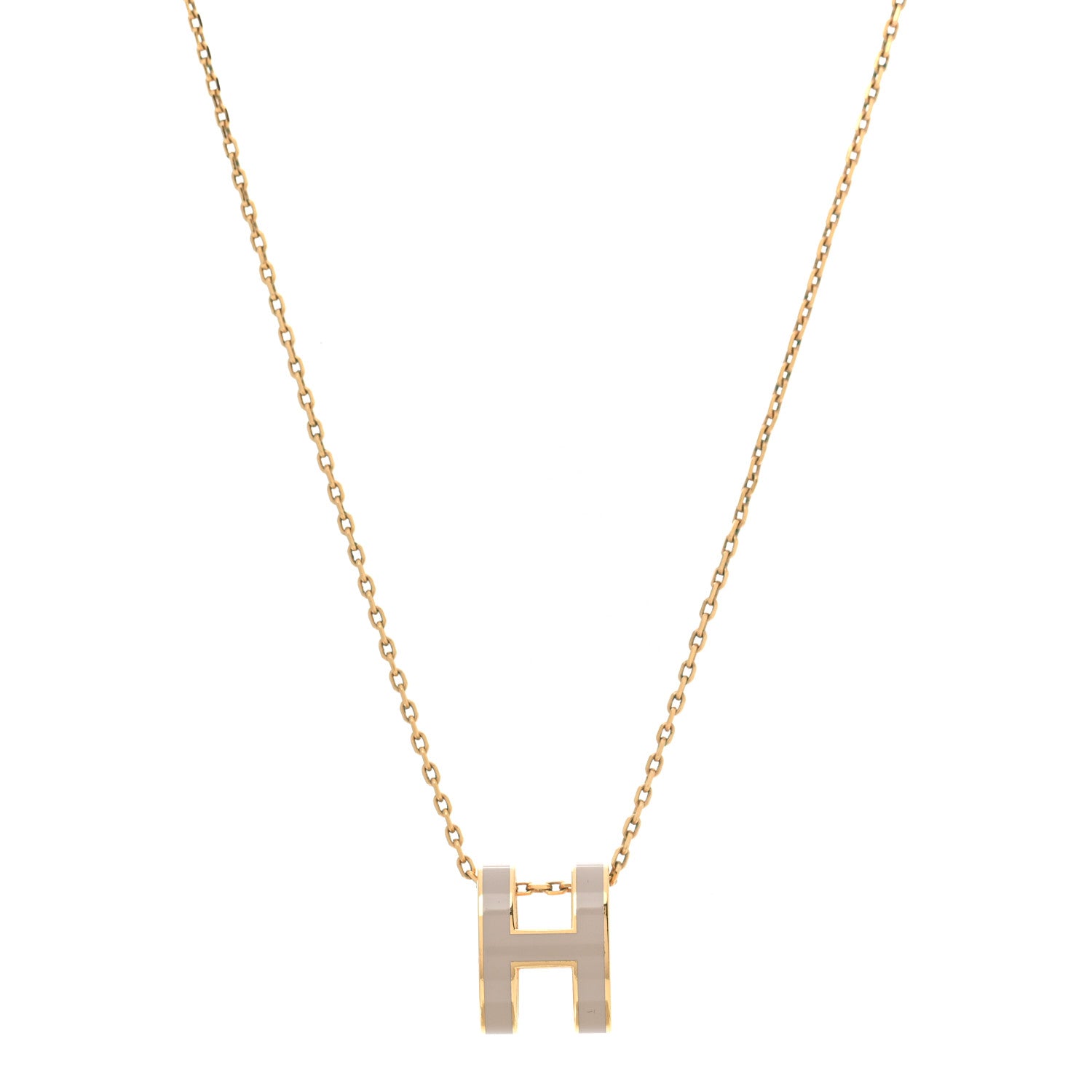 Hermes Lacquered Gold Pop H Pendant Necklace Marron Glace 1 of 6