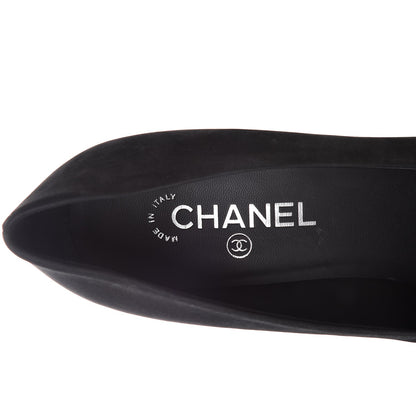 Chanel Suede Calfskin Patent Cap Toe CC Pumps 41 Black 7 of 8