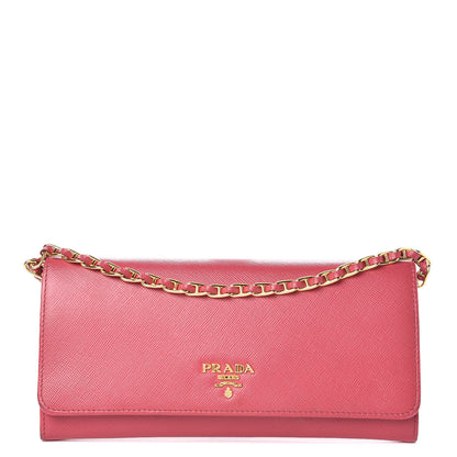Prada Saffiano Metal Oro Chain Wallet Peonia 1 of 22