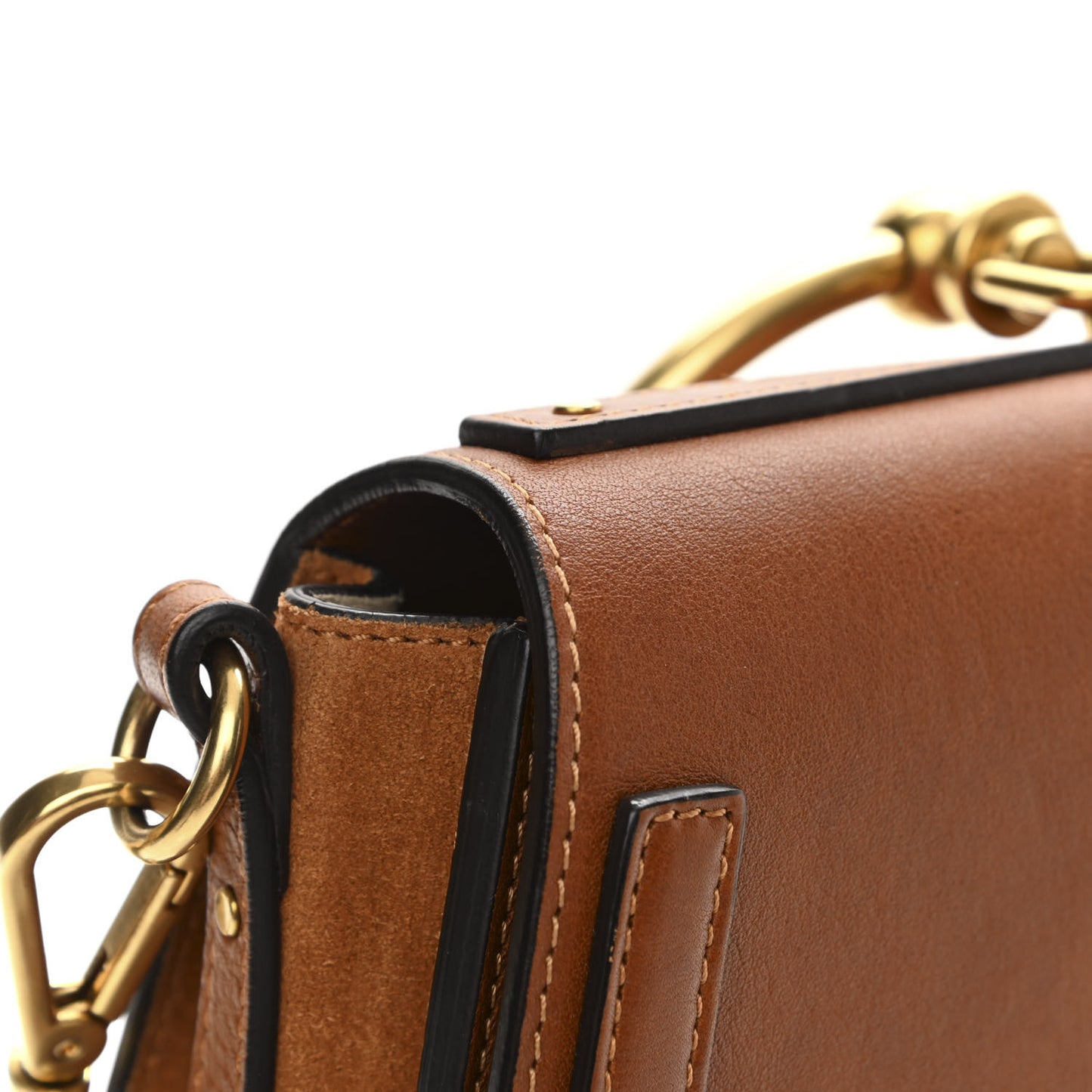 Calfskin Suede Medium Nile Bracelet Bag Caramel