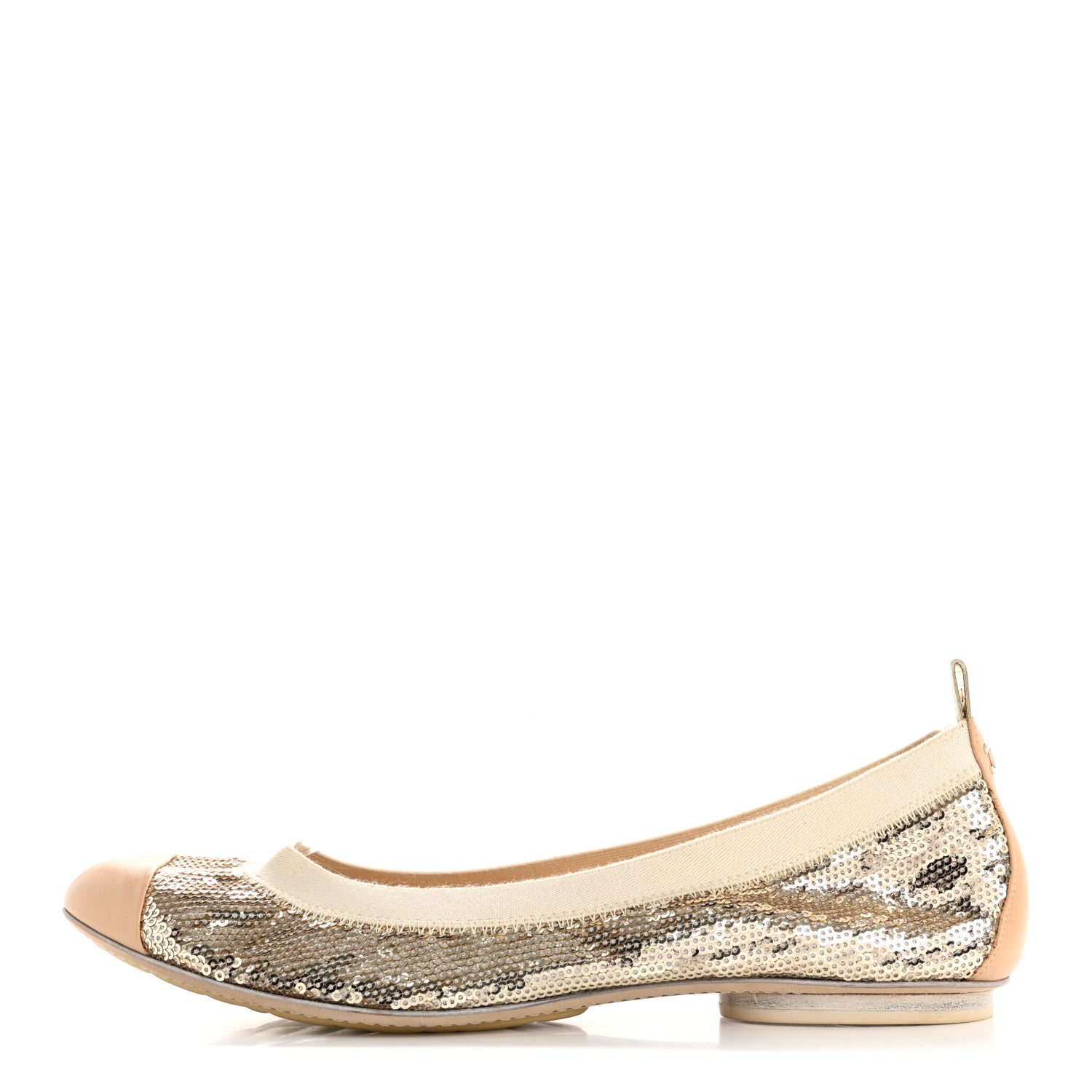 Chanel Sequin Lambskin Cap Toe Ballerina Flats 40 Gold 1 of 11