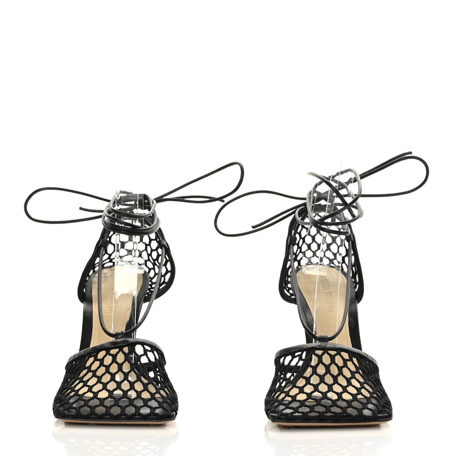 Bottega Veneta Mesh Nappa Stretch Ankle Tie Sandals 36 Black 2 of 7