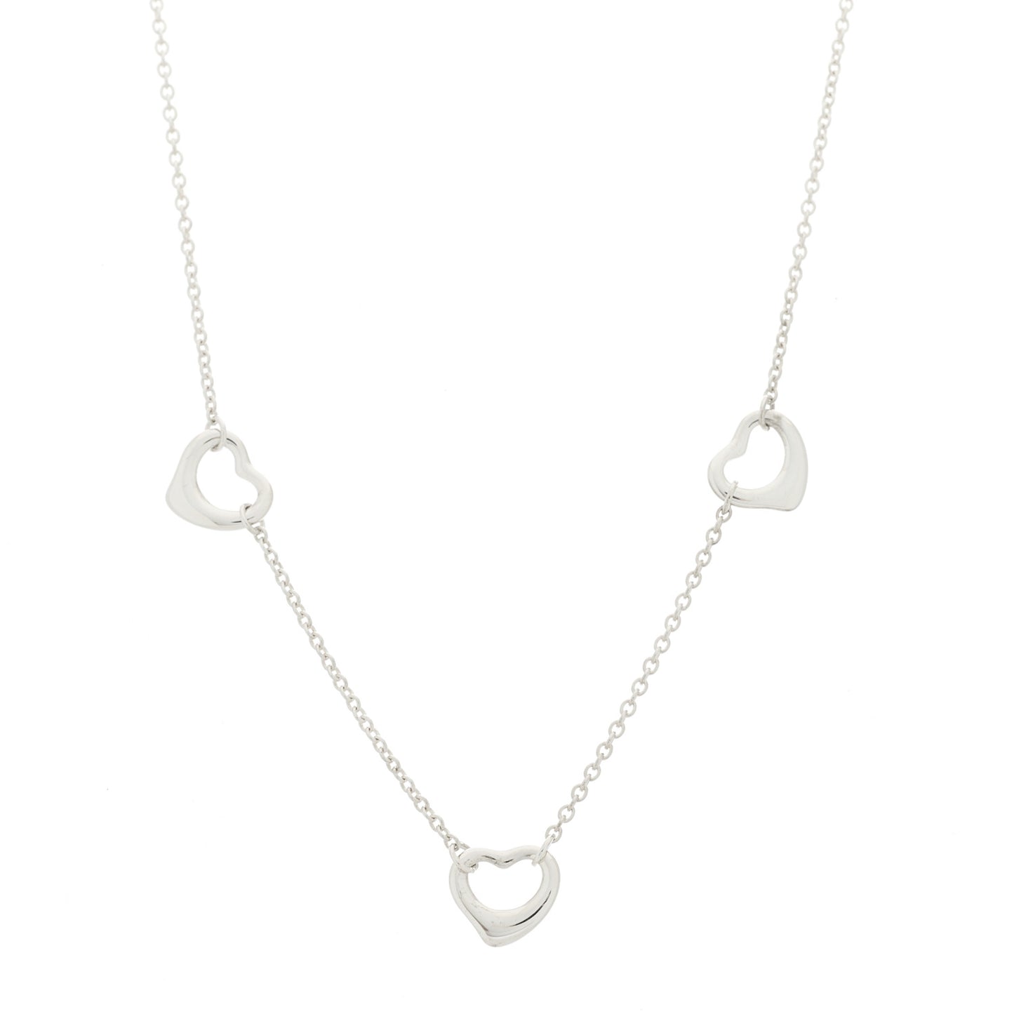 Sterling Silver Elsa Peretti 3 Open Hearts Necklace