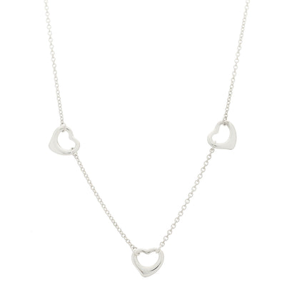 Tiffany Sterling Silver Elsa Peretti 3 Open Hearts Necklace 1 of 7