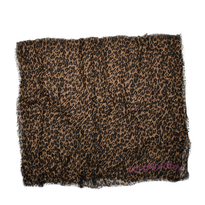 Louis Vuitton Cashmere Silk Leopard Etole Stole Marron 3 of 8