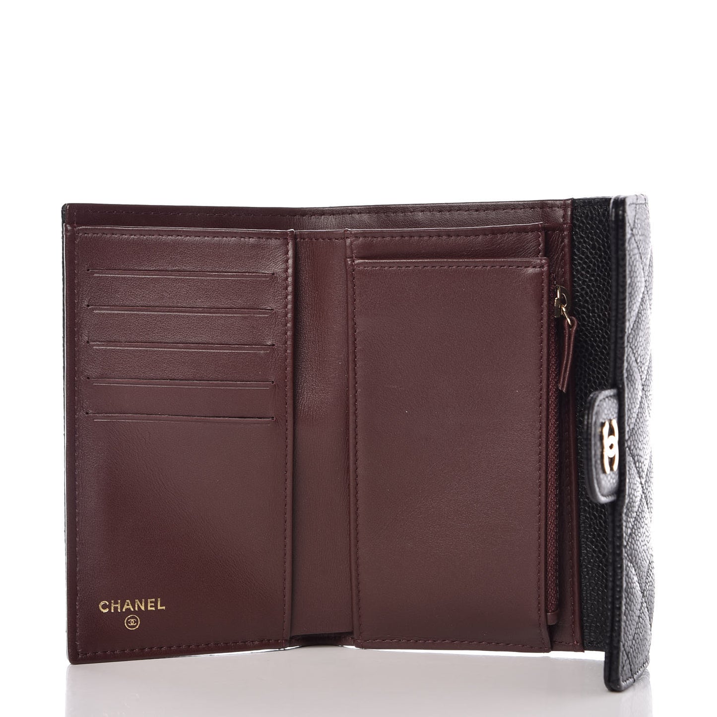 Caviar Quilted Small Flap Wallet Black