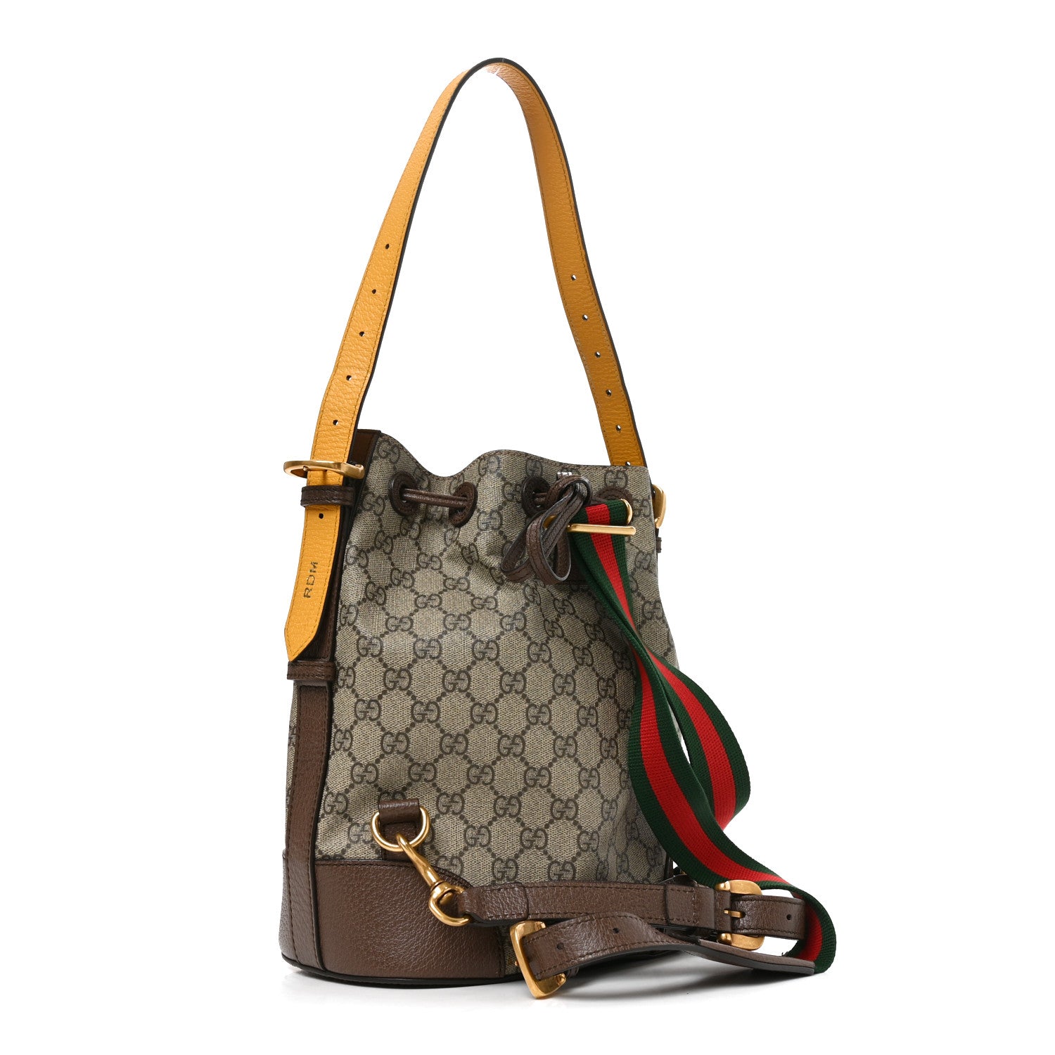 Gucci GG Supreme Monogram Neo Vintage Drawstring Bucket Backpack Beige New Acero Crop 2 of 10