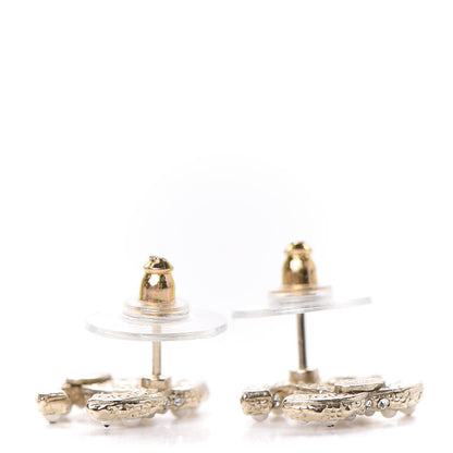 Chanel Pearl Crystal CC Earrings Light Gold 3 of 5