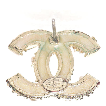 Chanel Pearl Crystal Baguette CC Earrings Gold 4 of 5