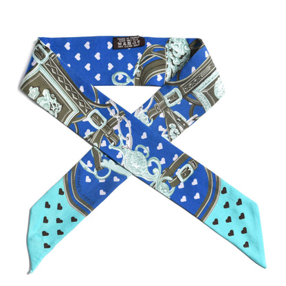 Hermes Silk Brides De Gala Love Twilly Cobalt Kaki Turquoise 1 of 4