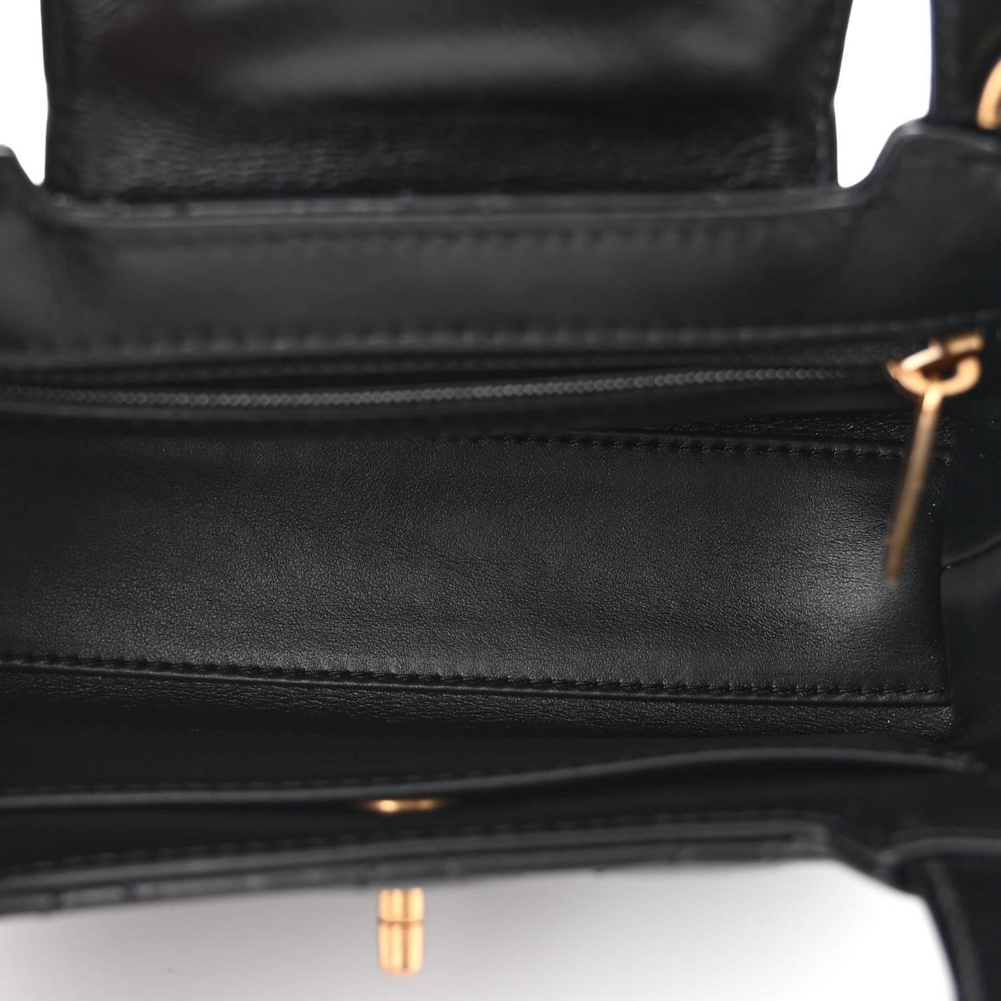 Shiny Aged Calfskin Quilted Nano Kelly Shopper Black
