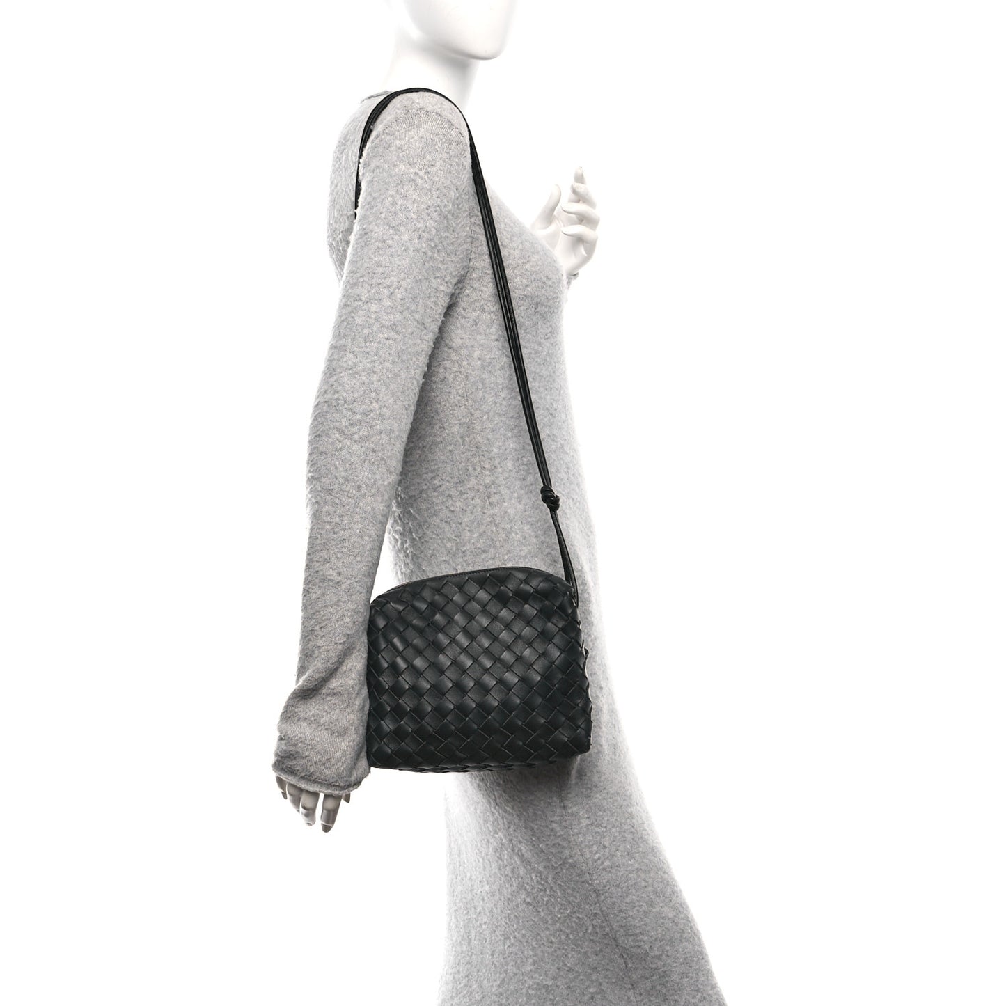 Nappa Intrecciato Small Loop Camera Bag Black