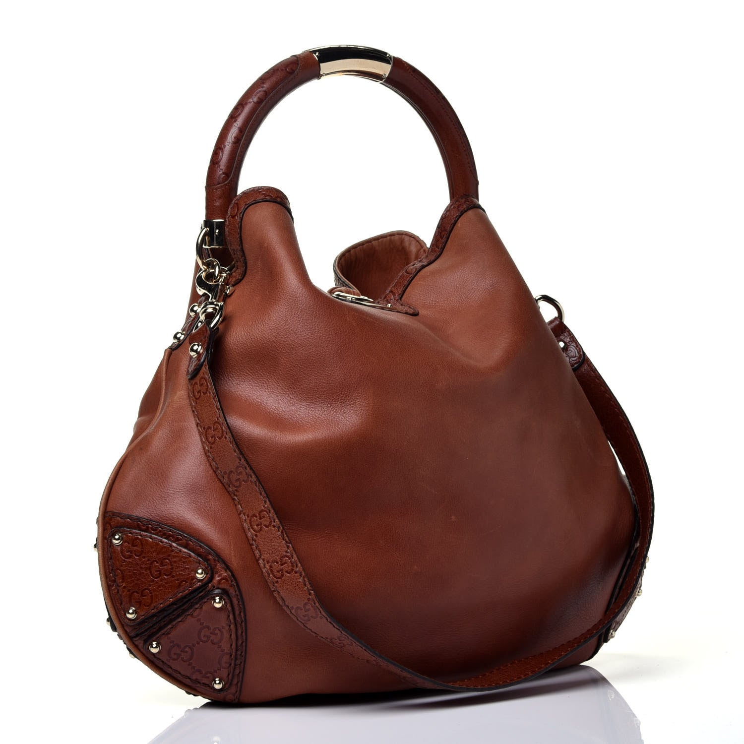 Gucci Calfskin Large Indy Top Handle Hobo Brown 4 of 10