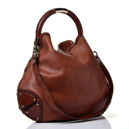 Gucci Calfskin Large Indy Top Handle Hobo Brown 4 of 10