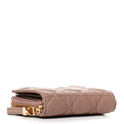 Christian Dior Grained Calfskin Supple Cannage Caro Scarlet Zipped Wallet 4 of 13
