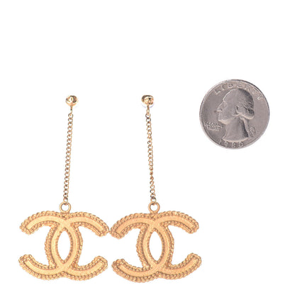 Chanel CC Drop Earrings Matte Gold 2 of 5