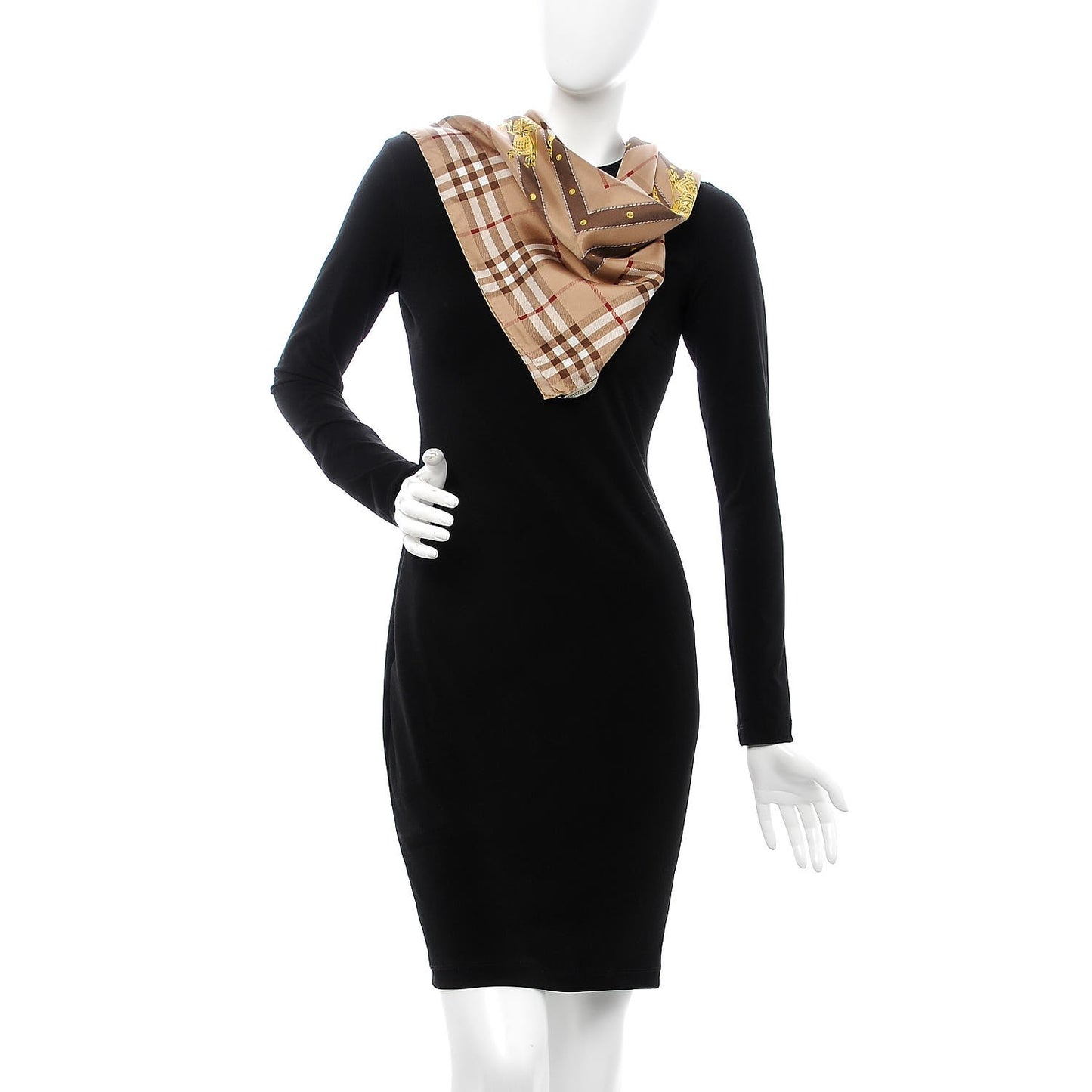 Silk Haymarket Check Scarf Beige