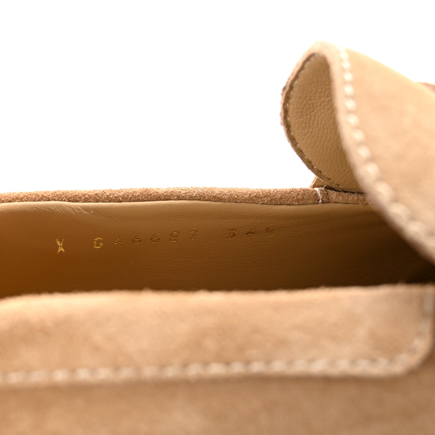 Suede Calfskin Pearl CC Moccasin Loafers 36.5 Dark Beige