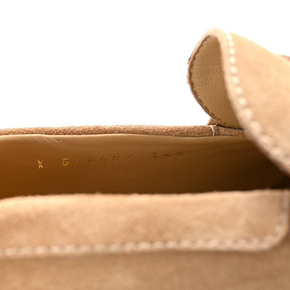 Chanel Suede Calfskin Pearl CC Moccasin Loafers 36.5 Dark Beige 9 of 10