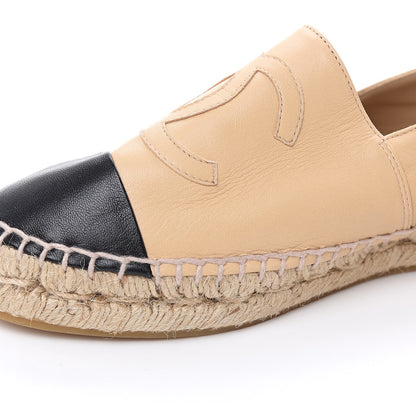 Chanel Lambskin CC Espadrilles 38 Beige Black 10 of 11