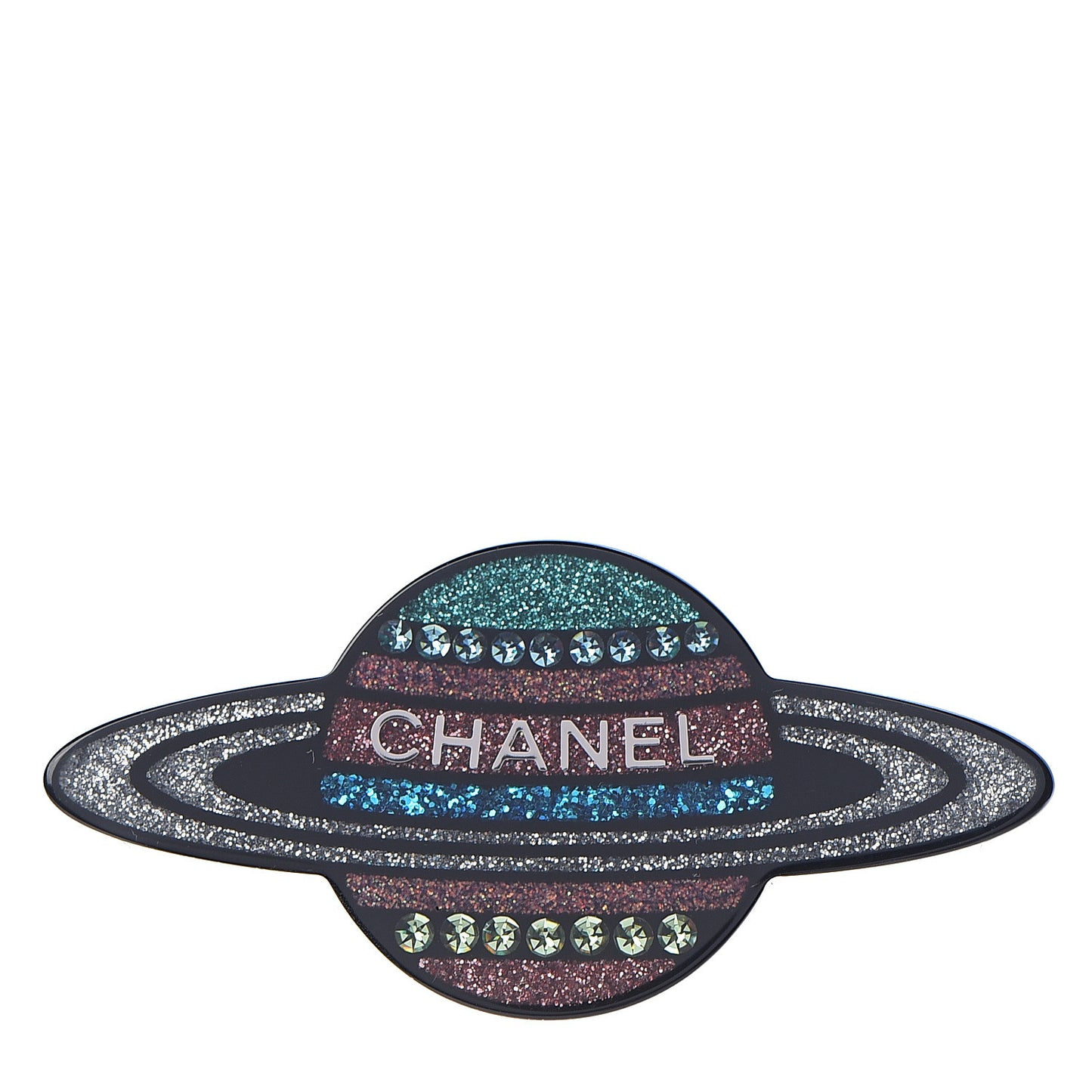 Glittered Resin Strass Planet Brooch Silver Blue Pink