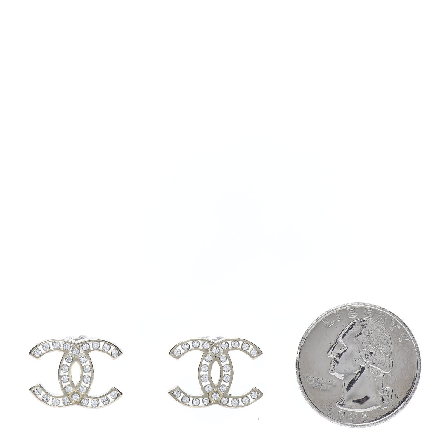 Chanel Crystal CC Large Earrings Gold 2 of 5