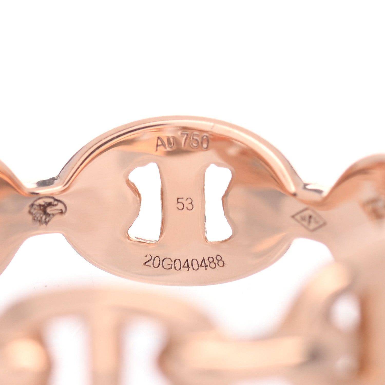 Hermes 18K Rose Gold PM Chaine D'Ancre Enchainee Ring 53 6.25 5 of 6