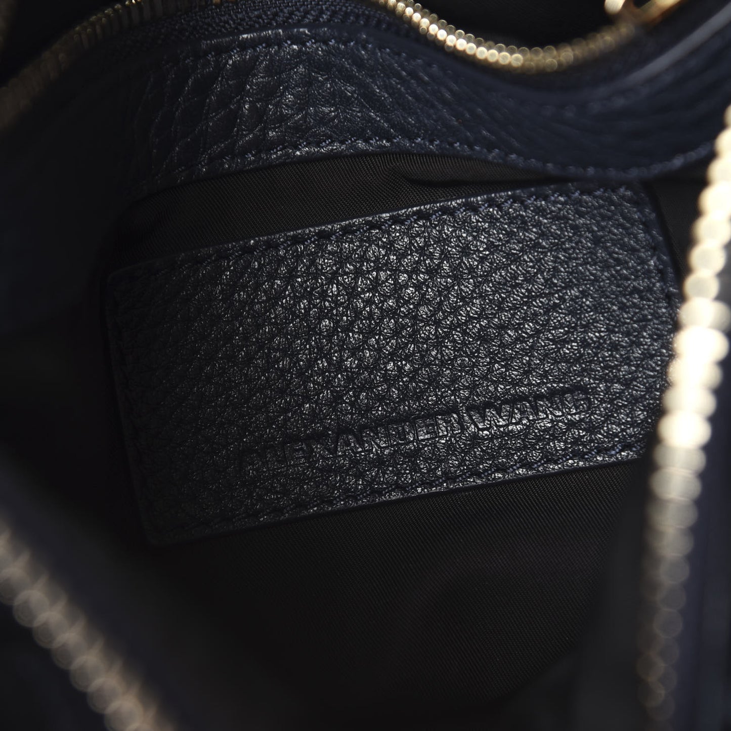 Pebbled Lambskin Rocco Navy Pale Gold Hardware