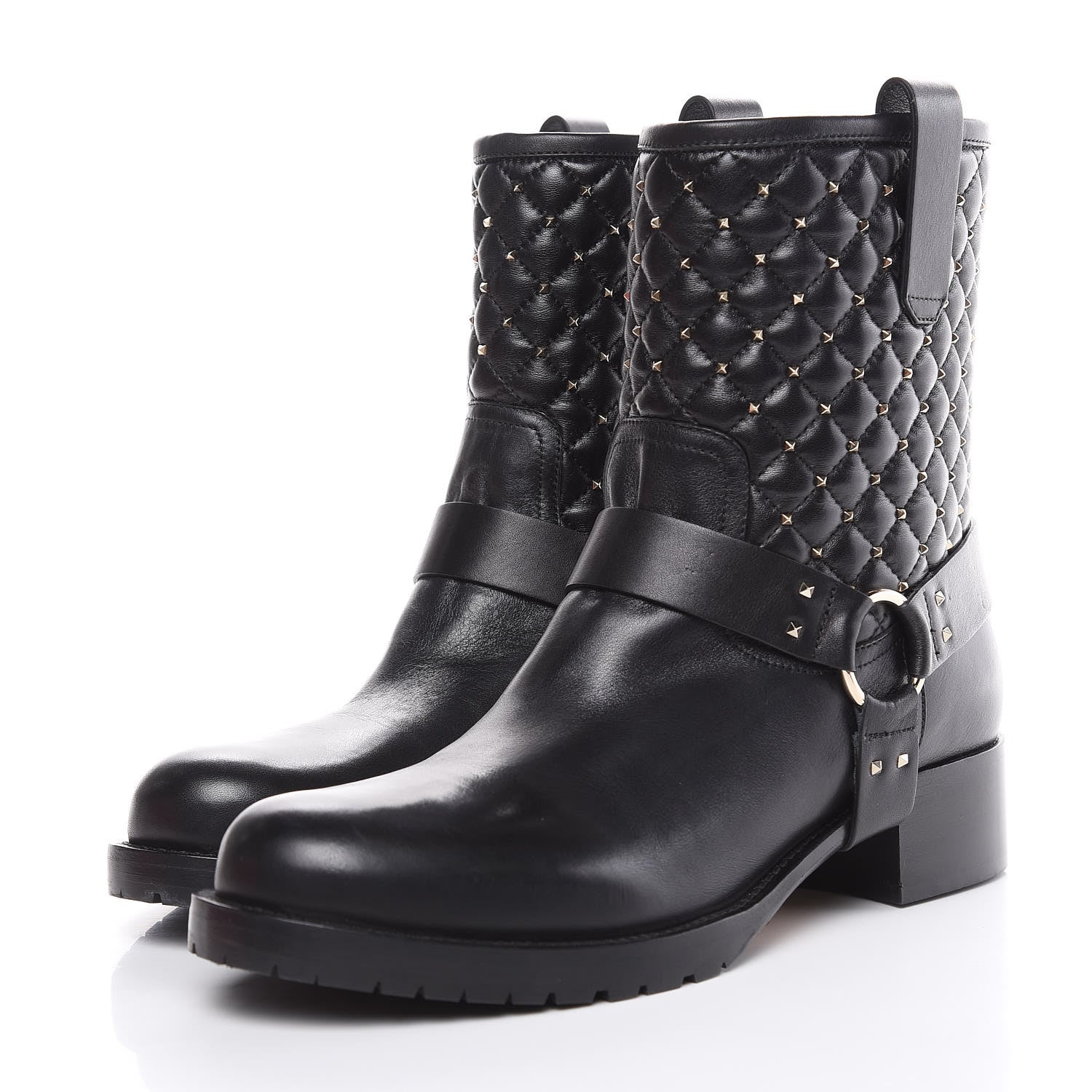 Valentino Garavani Calfskin Nappa Rockstud Spike 20mm Biker Boots 41 Black 3 of 10