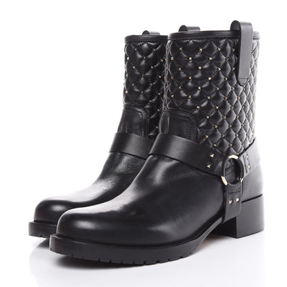 Valentino Garavani Calfskin Nappa Rockstud Spike 20mm Biker Boots 41 Black 3 of 10