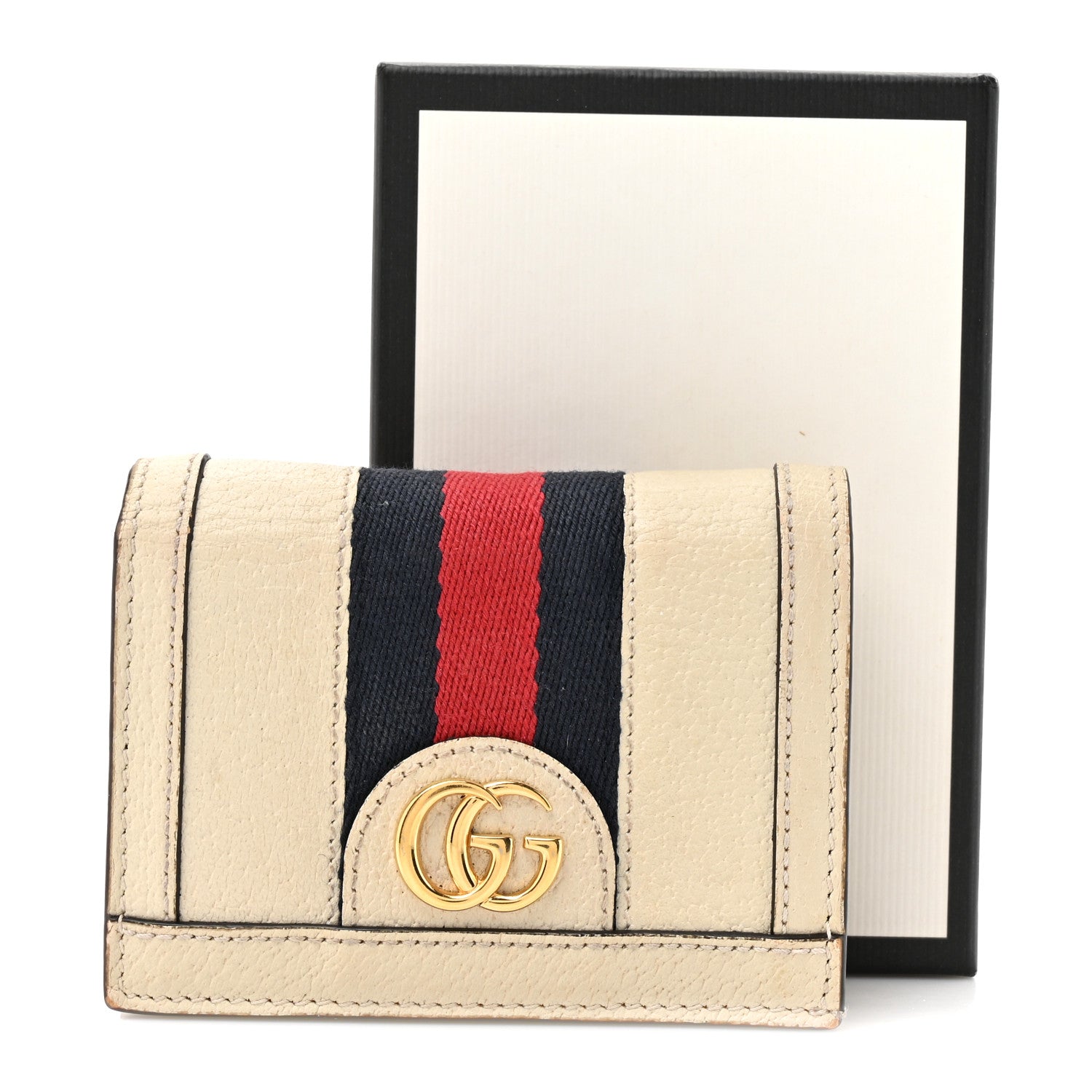 Gucci Textured Calfskin Web Ophidia Card Case Mystic White 14 of 14