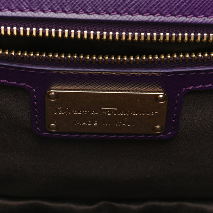 Salvatore Ferragamo Printed Calfskin Vara Bow Chain Flap Crossbody Purple 6 of 9