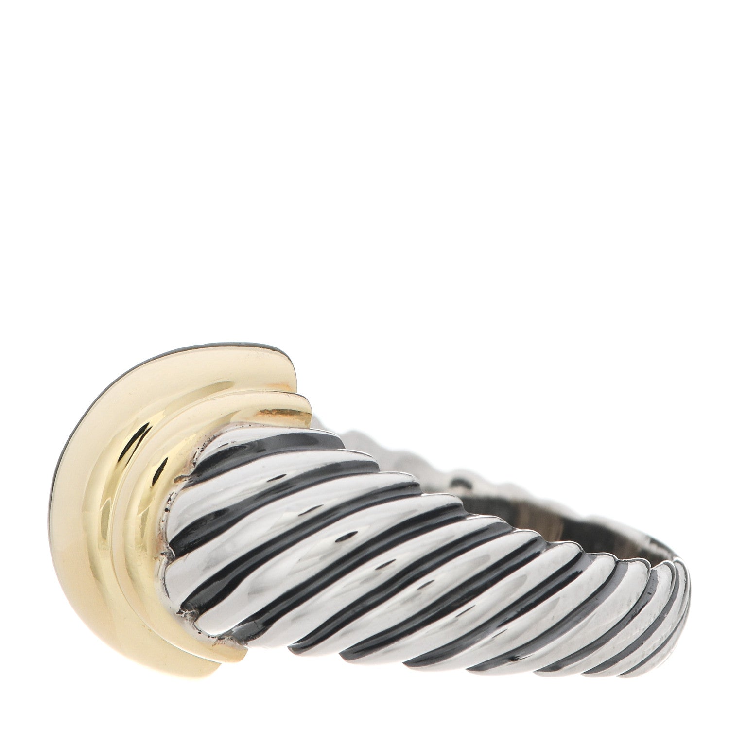 David Yurman Sterling Silver 14K Yellow Gold Cable Station Ring 57 8 3 of 6