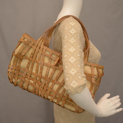 Nancy Gonzalez Raffia Crocodile Tote 2 of 7